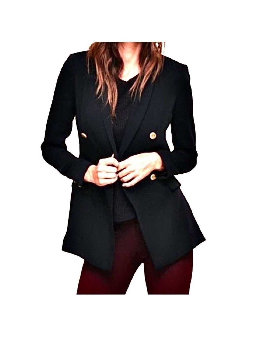 RO & DE {Anthropologie} Blazer Double Breasted Gold Button Tailored Fit